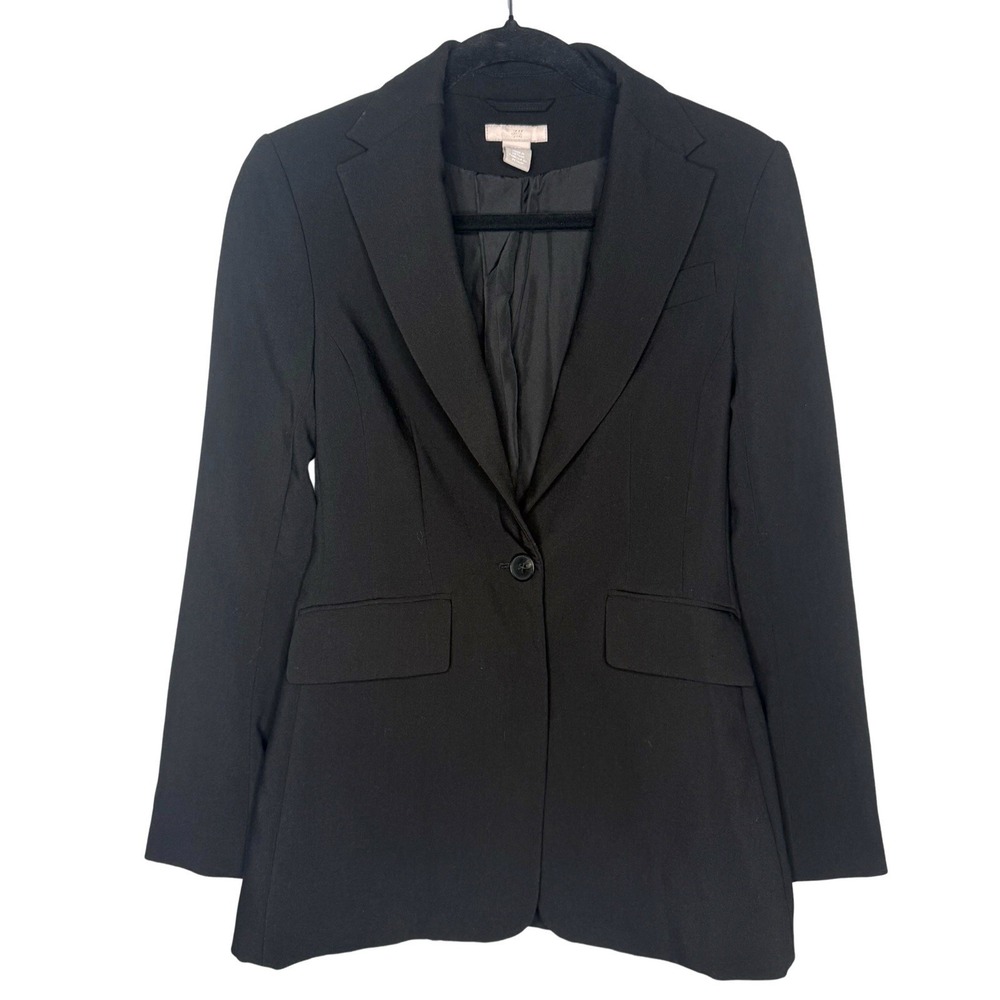 NWOT H&M Blazer XS Black Single Button Stretch Classic Professional‎ Career